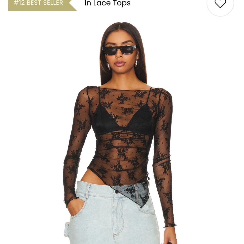 Black Lace Sheer Top
